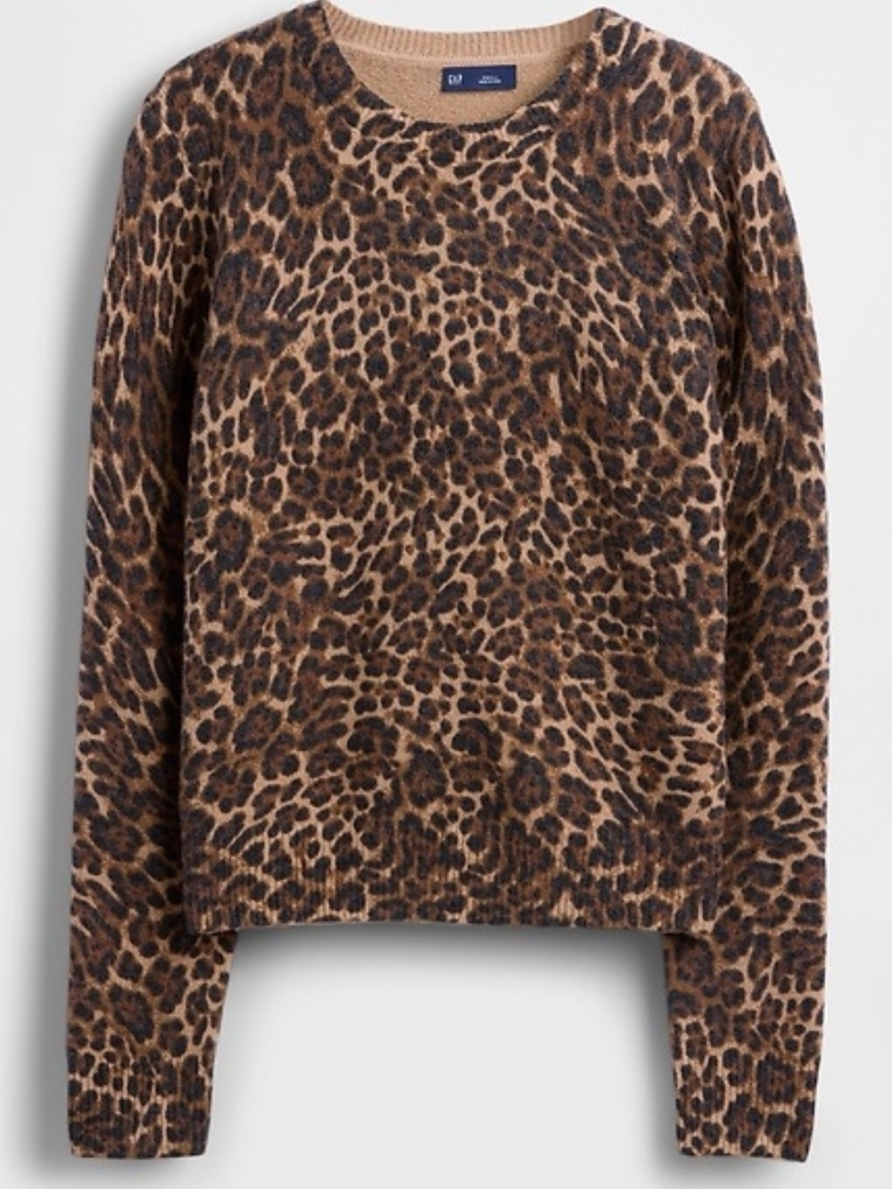NWOT GAP CashSoft Leopard Print Crewneck Sweater Sz Large Tall